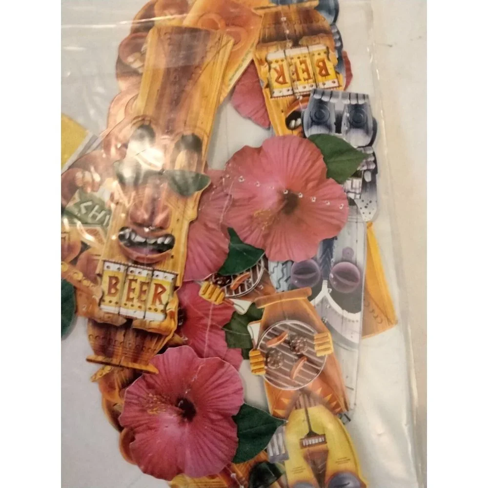 Tiki Mug Garland Luau Hawaiian Summer Luau Beach Party Decoration 19 ft Long